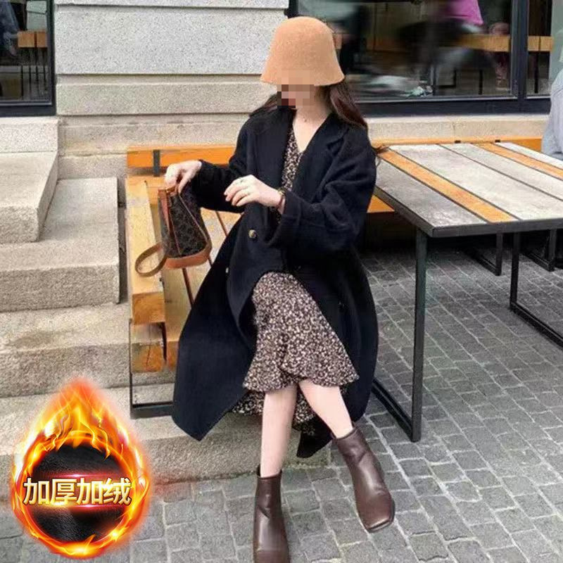 Cross-border plus quilted Gary) small fragrant style high-grade woolen coat women's mid-length thick autumn and winter new trend