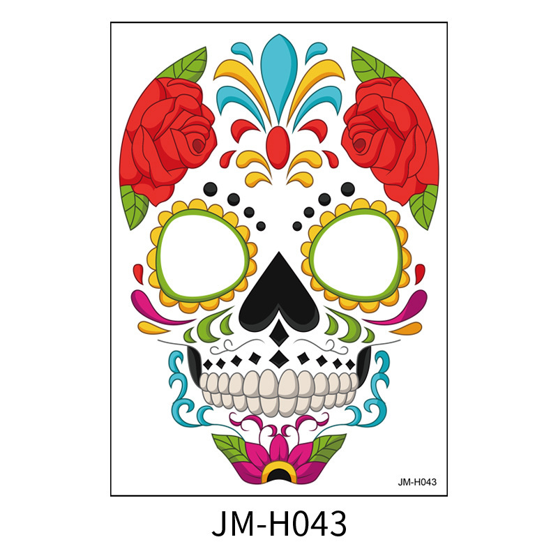 Picture of Cross-Border Waterproof and Sweat-Proof Day of the Dead Masquerade Funny Makeup Temporary Stickers Halloween Face Tattoo Stickers