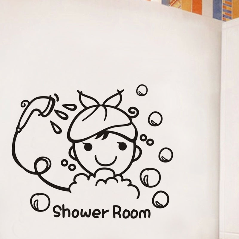 Picture of Shower Room cartoon girl I love bathing casual stickers bathroom glass beautification stickers A1947