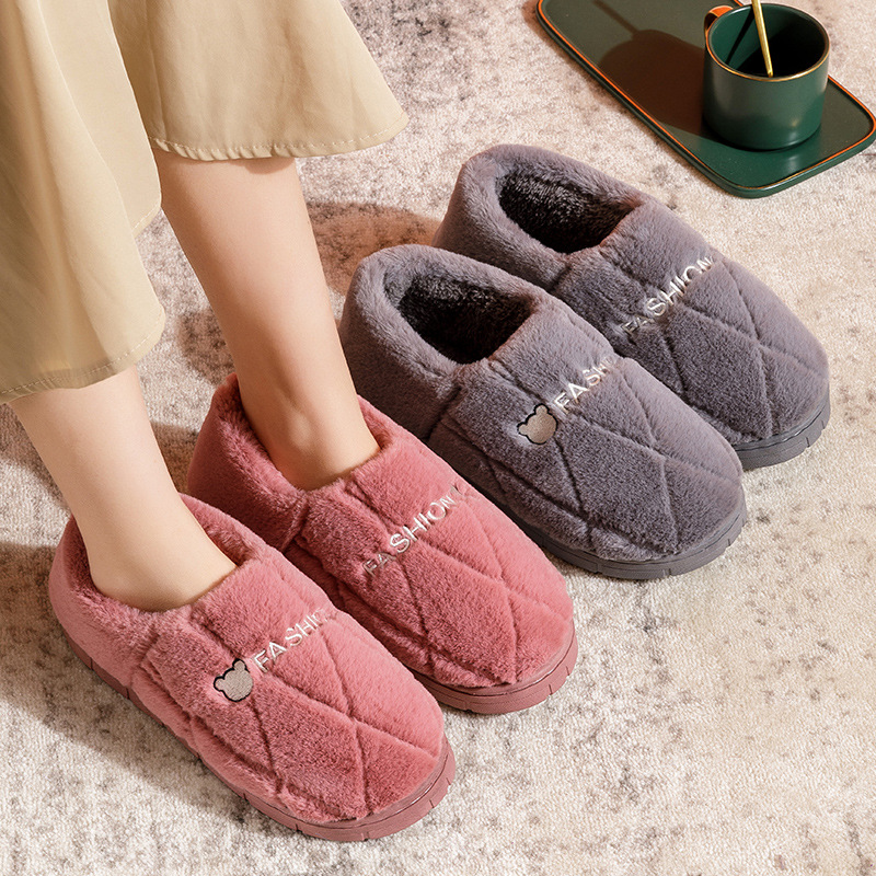 Picture of Fashion New Cotton Slippers Men's Autumn and Winter Bag Heel Indoor Household Thick-soled Warm Home Non-slip Mao Mao Cotton Shoes Women