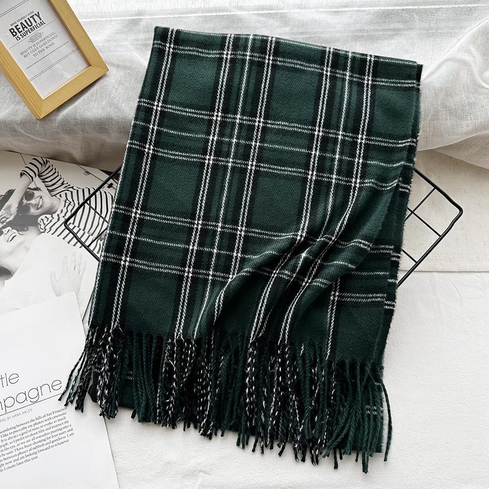 Picture of New Black and White Plaid Scarf Women's Korean Style Winter Warm All-match Imitation Cashmere Scarf Shawl High-end Couple Scarf