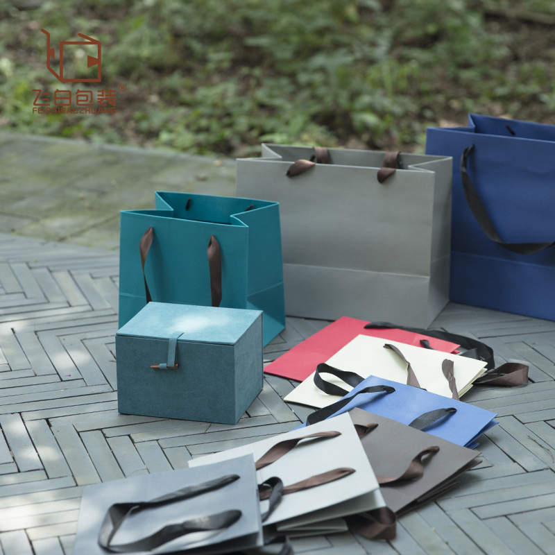 Special Paper Multicolor Paper Bag Square Gift Bag Birthday Accompanying Gift Handbag Jewelry Packaging Take-away Baking Paper Bag