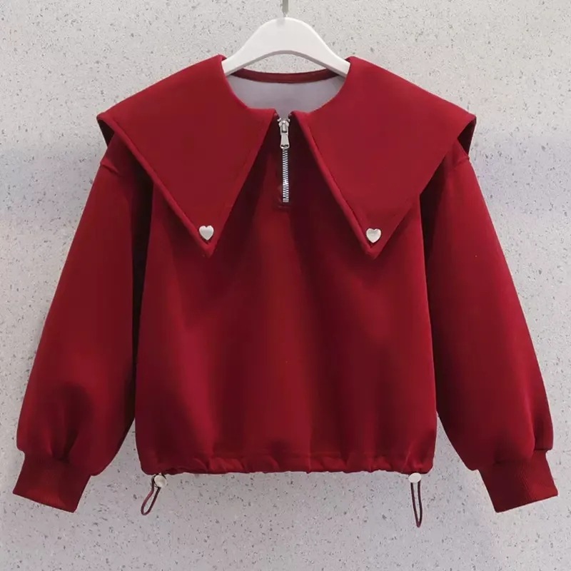 Picture of Girls' Autumn Clothing Academy Style Top New Fashion Korean Style Middle and Big Kids Doll Collar Clothes Girls' Spring and Autumn Sweatshirt