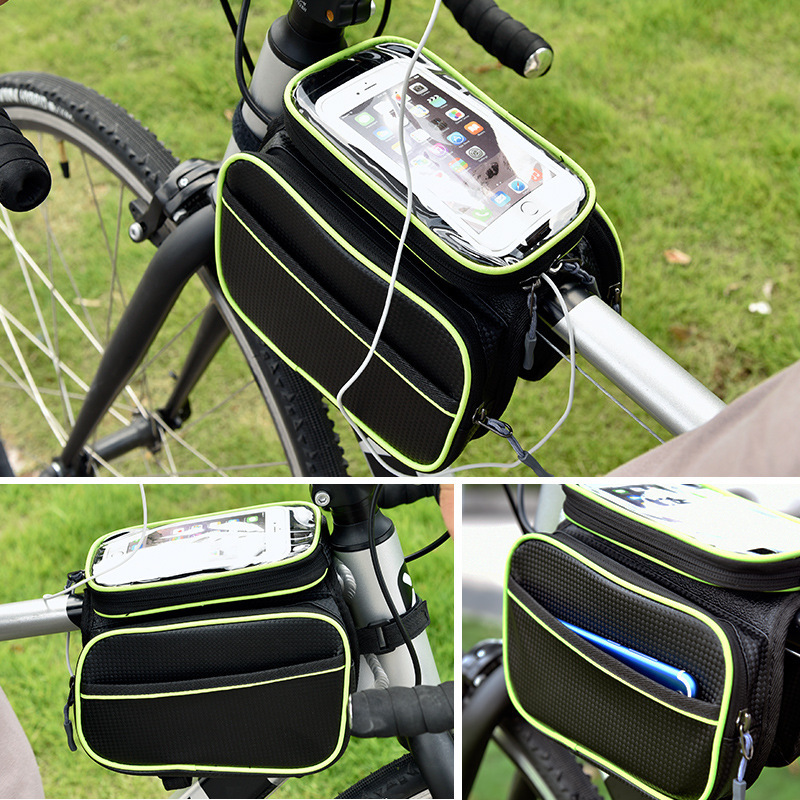 Picture of Bicycle Front Beam Bag Mountain Bike Large Capacity Waterproof Mobile Phone Beam Hanging Bag Cycling Equipment