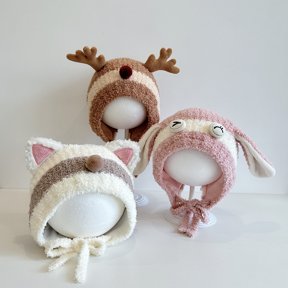 Plush Small Animal Baby Hat Autumn and Winter Knitted Baby Baby Winter Cotton Warm Ear Protection Children's Hat