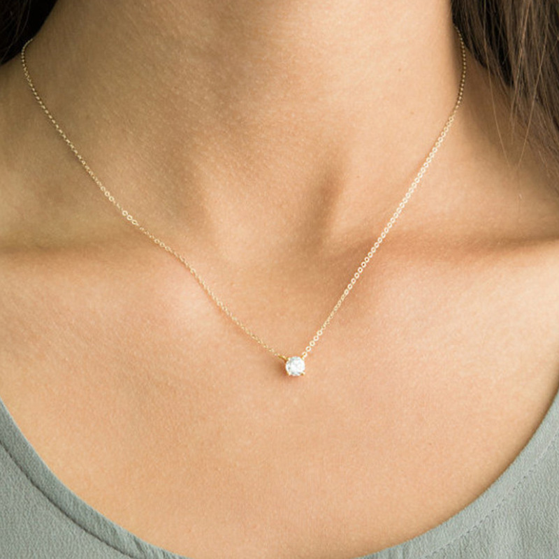 Mingfei European and American Necklaces, Fashionable and Simple, Women's Clothing Accessories, Trendyy and Versatile Zircon Clavicle Chain