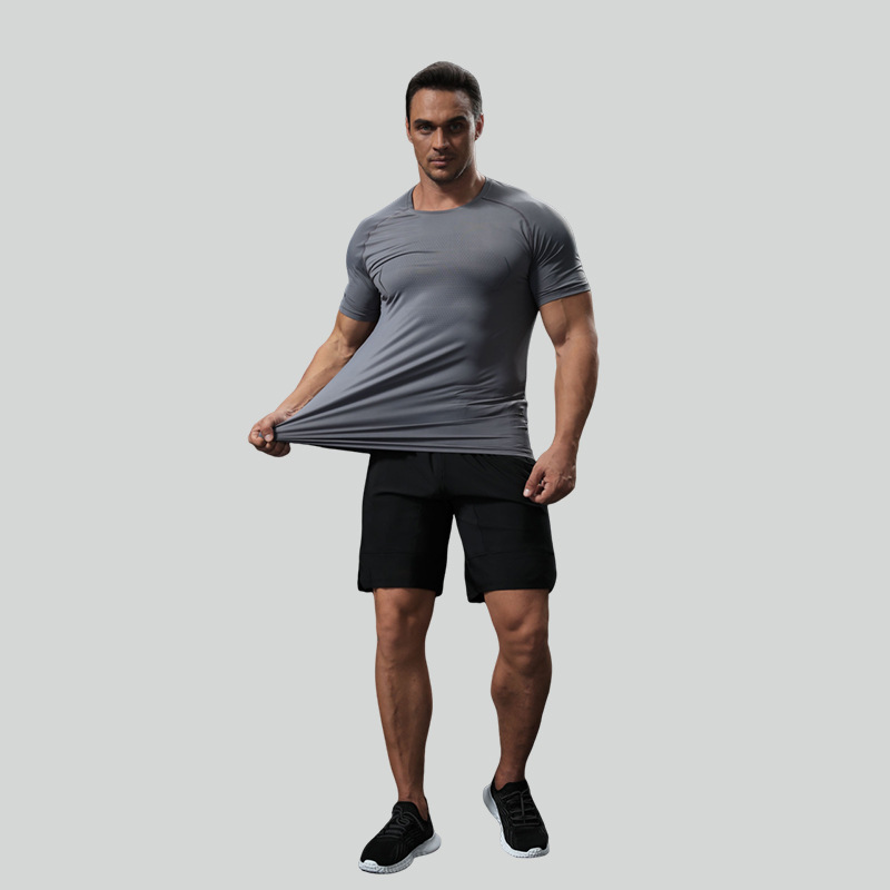 Picture of LULU quick-drying sports T-shirt men's summer casual Ice Silk breathable top thin outdoor running fitness training clothes