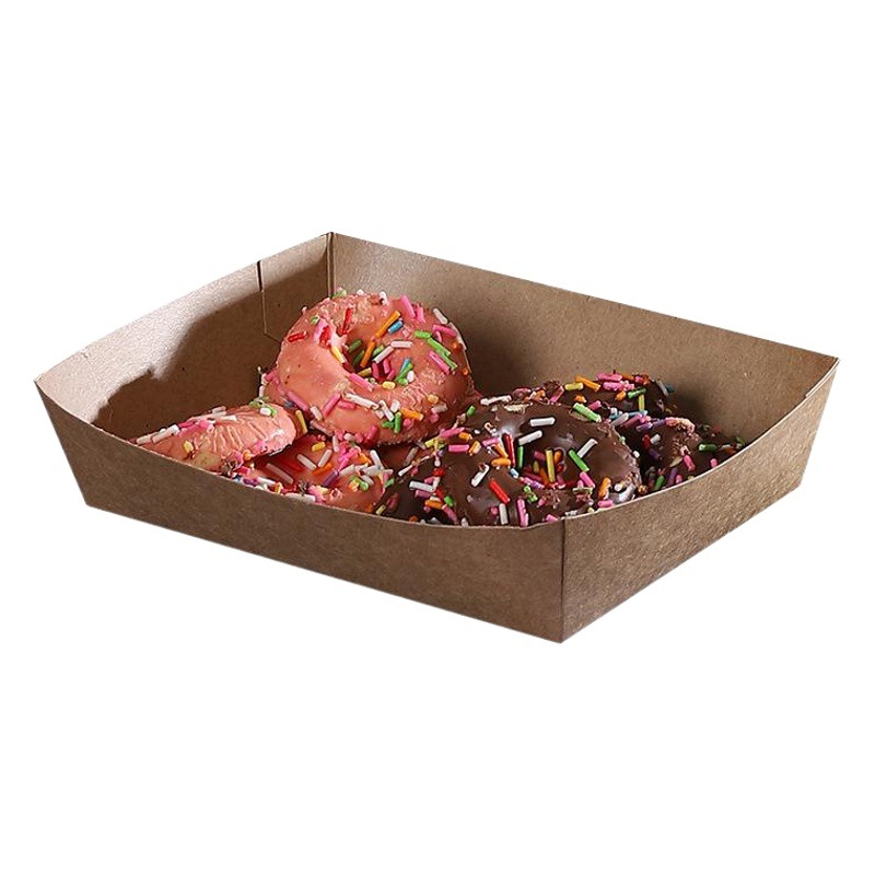 Disposable thickened coated kraft paper boat box oil-proof French fries fried chicken box picnic box barbecue fried food packaging