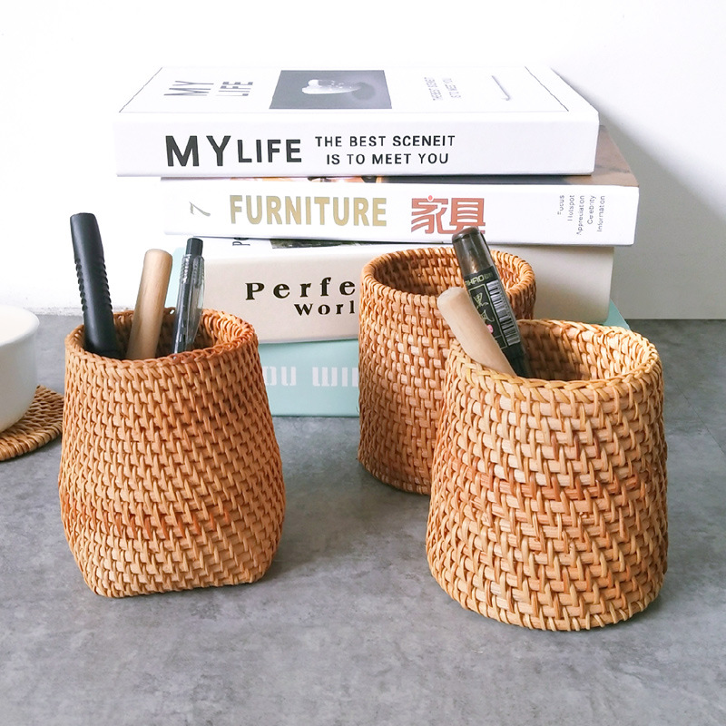 Picture of Rattan Pen Holder Tea Set Bamboo Tea Tongs Tea Spoon Tea Needle Pu'Er Tea Six-Piece Tea Ceremony Accessory Storage Box Rustic Style