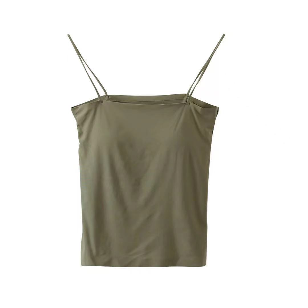 Picture of Solid Color Camisole Women's Summer Outer Wear Top with Fixed Chest Pad No Steel Ring Thin Base Long Thin Tube Top