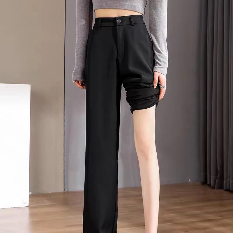 Black suit pants women's pants suit pants small women's pants draping straight pants professional pipe pants Real shot wide leg
