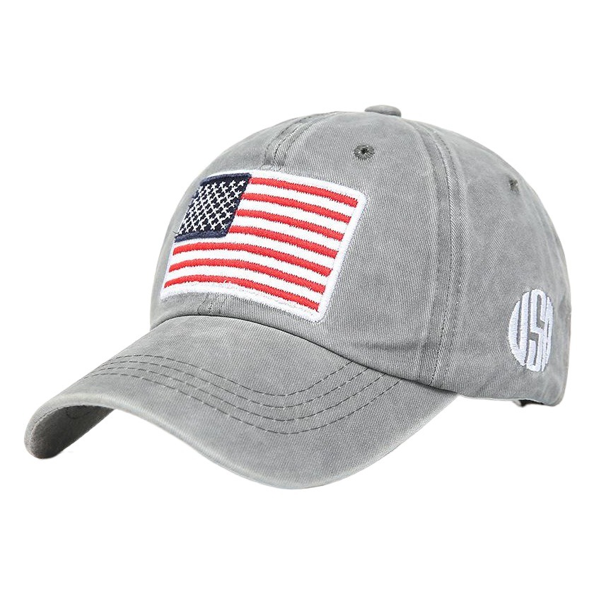 Aliexpress Popular Washed Distressed Baseball Cap European and American Versatile Flag Embroidered Cotton Baseball Cap for Men and Women