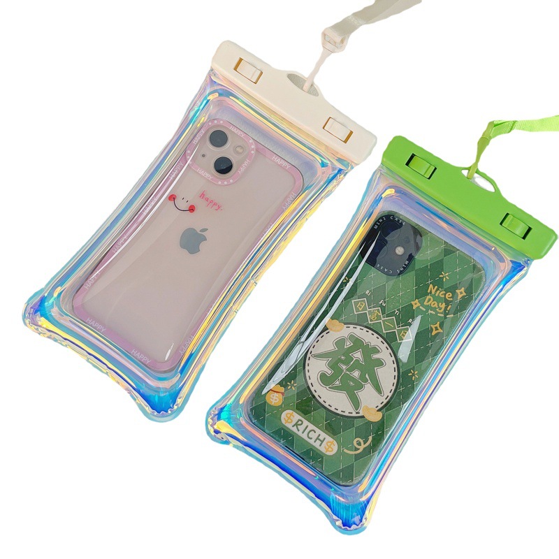 Picture of Laser Colorful Cute Air Bag Mobile Phone Waterproof Bag Diving Cover Swimming Rafting Sealed Transparent Mobile Phone Waterproof Bag