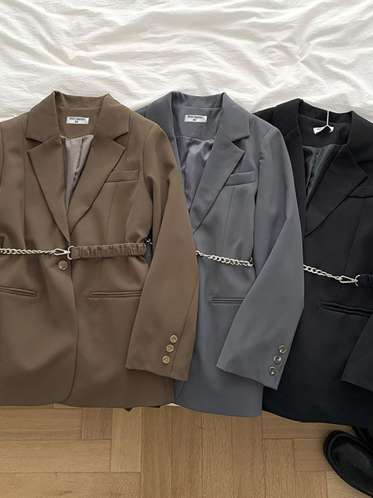Picture of Children's suit Spring and Autumn new women's twill cotton waist-tight suit jacket long-sleeved jacket small suit belt delivery