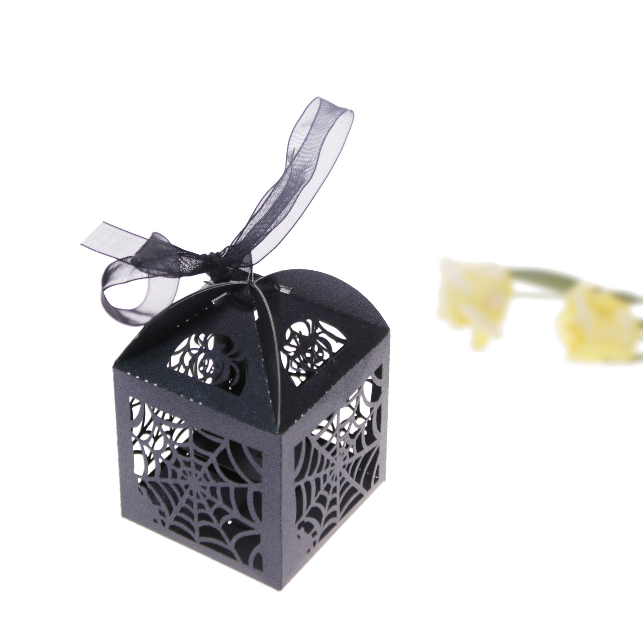 Hollow-out paper candy box American chocolate packaging Halloween cookies black box spider web candy box