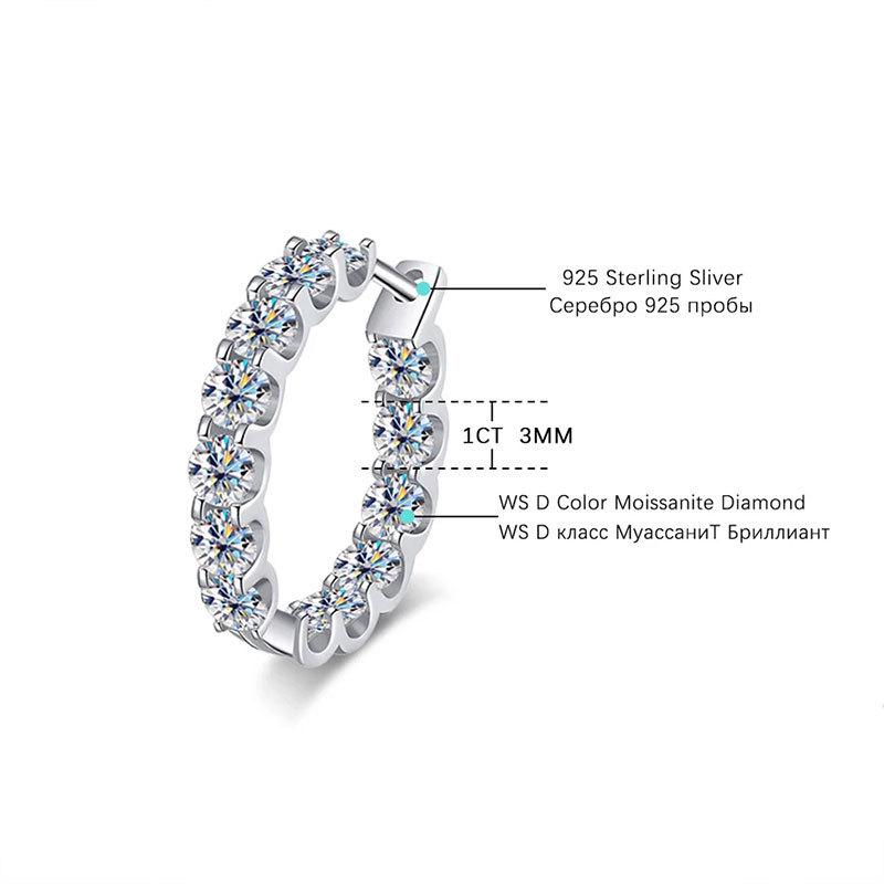 Picture of Cross-Border Supply S925 Silver Moissanite Full Diamond Earrings High-End Fashion Full Diamond Earrings Moissanite Earrings Heavy Industry