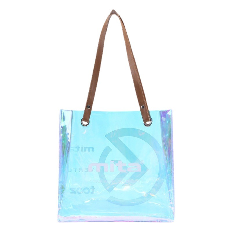 Laser pvc tote bag colorful plastic shopping tote bag thickened color PVC hand bag tote bag wholesale