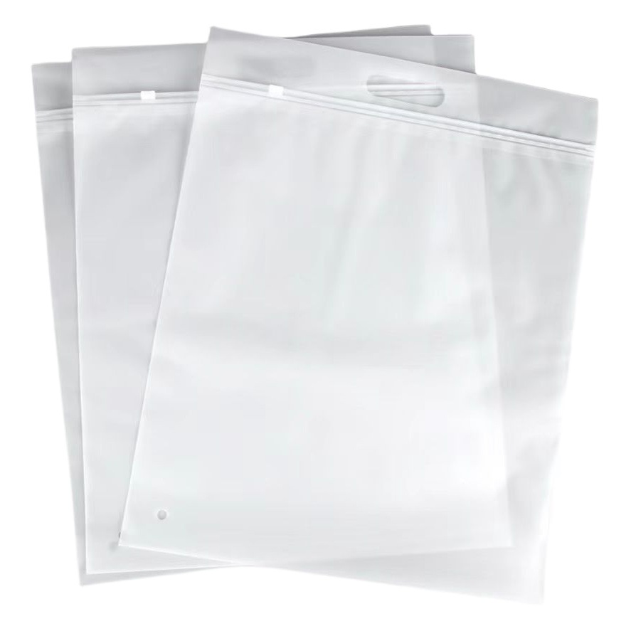Plastic clothing portable zipper bag transparent clothes packing bag packing sealed frosted packing bag advanced small batch
