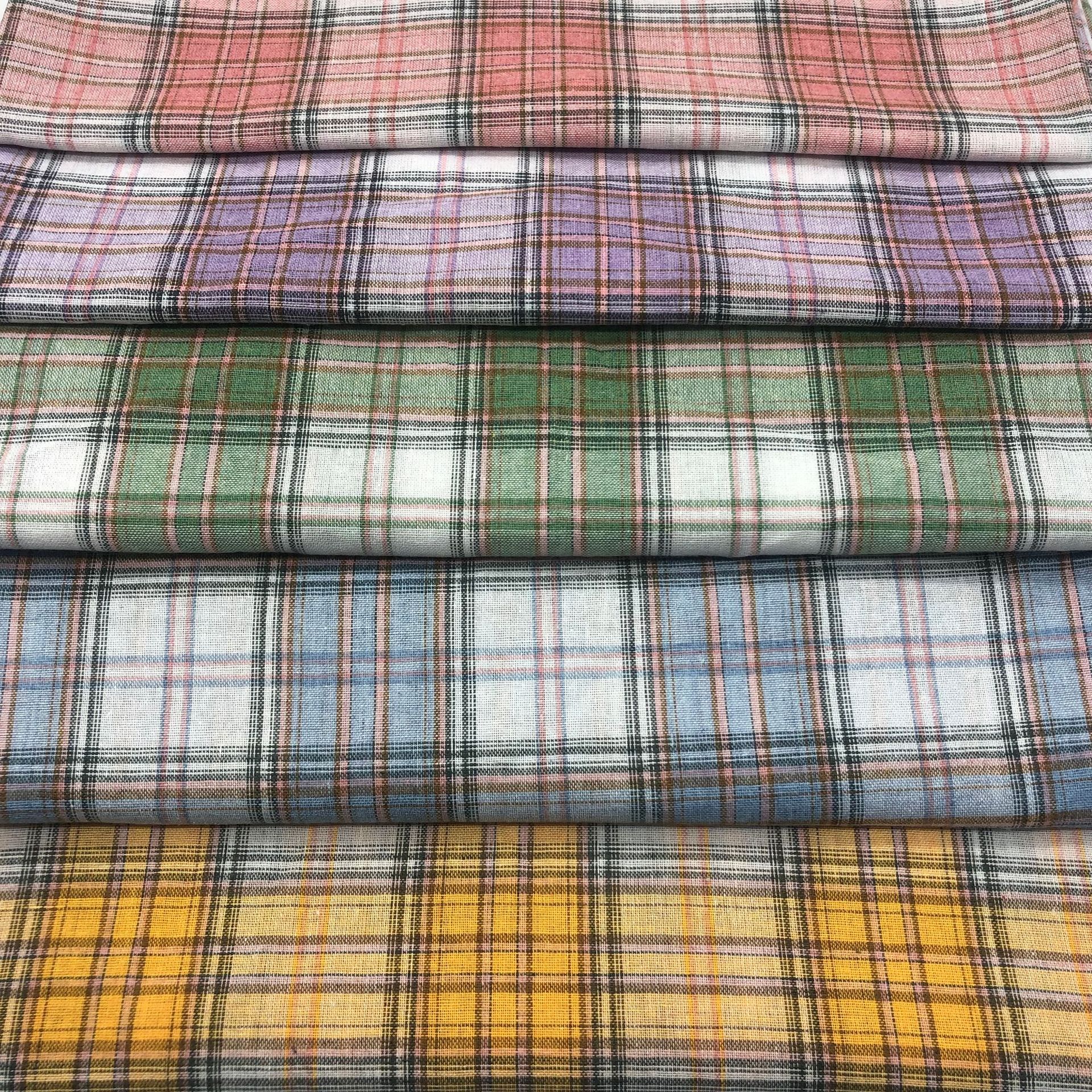 in stock yarn-dyed plaid 21 twill sanding non-elastic fabric spring and summer dress top shirt fabric plaid
