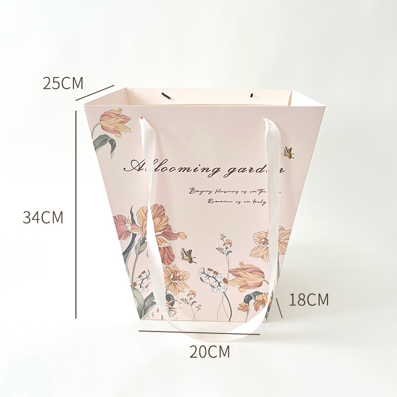 Picture of Qixi Love in the Flowers Trapezoidal Bouquet Bag Flower Packaging Materials Paper Bag Small Fresh Handbag Spot Wholesale