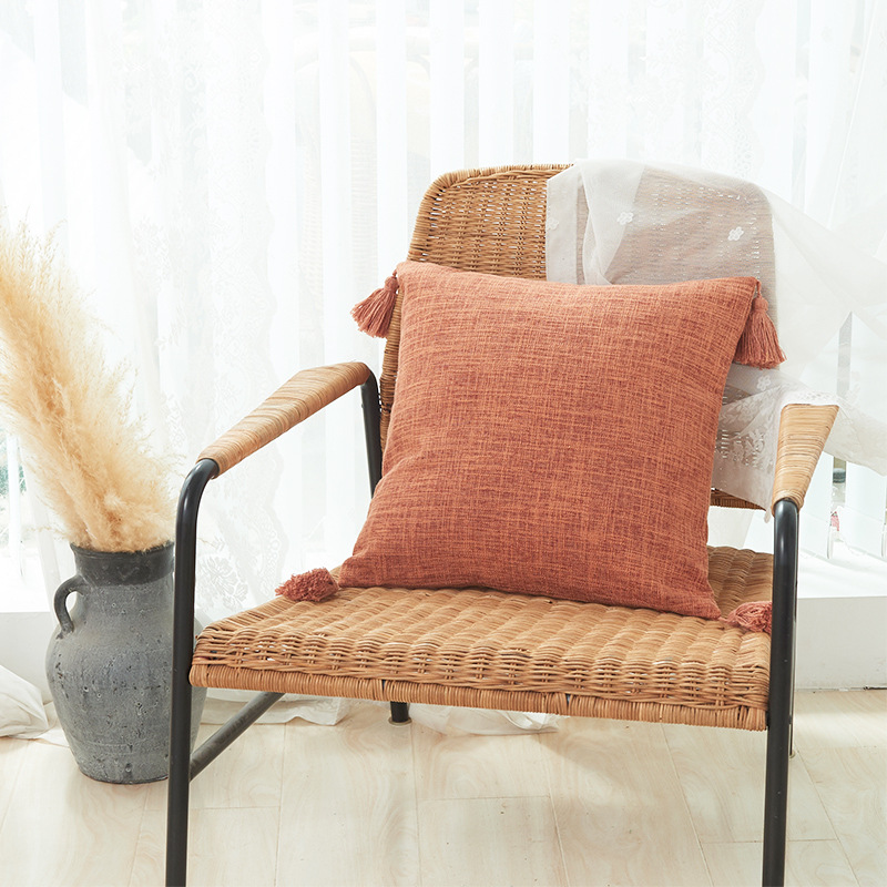 Picture of Xu Ai Thickened Cotton and Linen Texture Striped Plaid Multicolor Tassel Fashion Sofa Cushion Cover Factory in stock