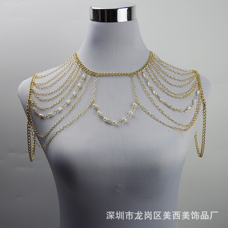 Picture of body chain jewelry European and American simple chain multi-layer shoulder chain body chain European and American exaggerated necklace