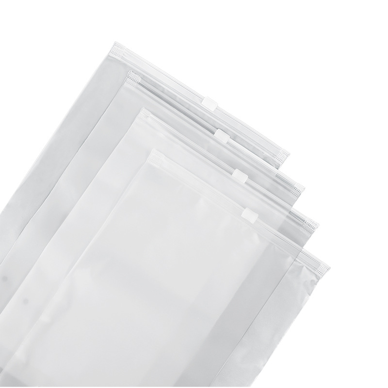 Picture of in stock wholesale pe transparent zipper bag printable frosted clothes bag underwear underwear socks clothing packaging bag