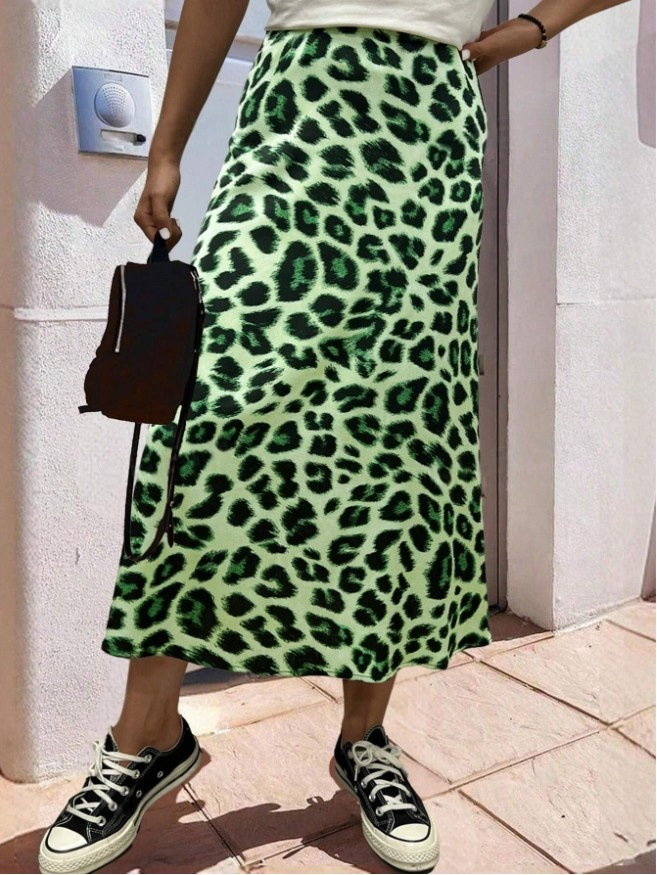 Picture of Cross-Border Women's Satin Skirt Spring and Summer New Sexy Leopard Print Amazon Imitation Silk Printed Long Skirt