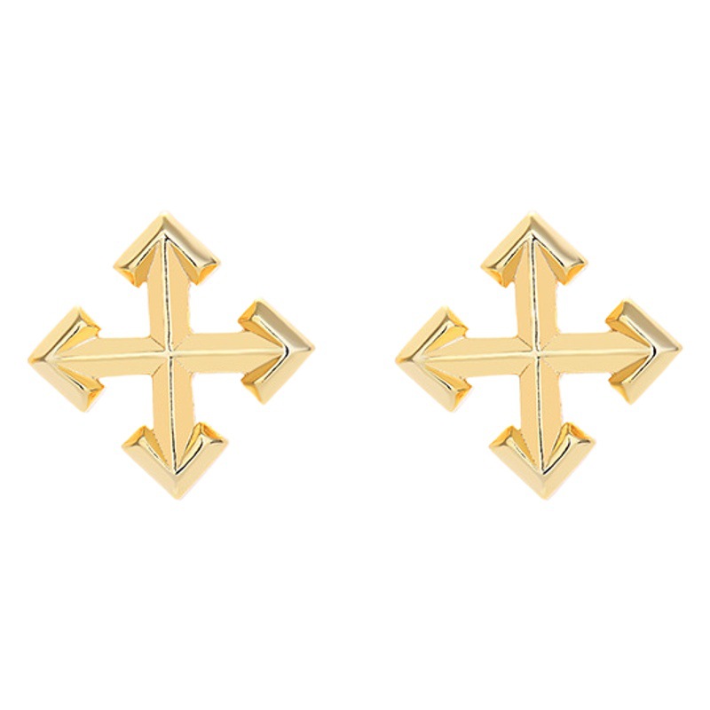 European and American Ins Style Small Arrow Earrings Women's Fashion Simple Cross Arrow Earrings Niche Design All-match Earrings