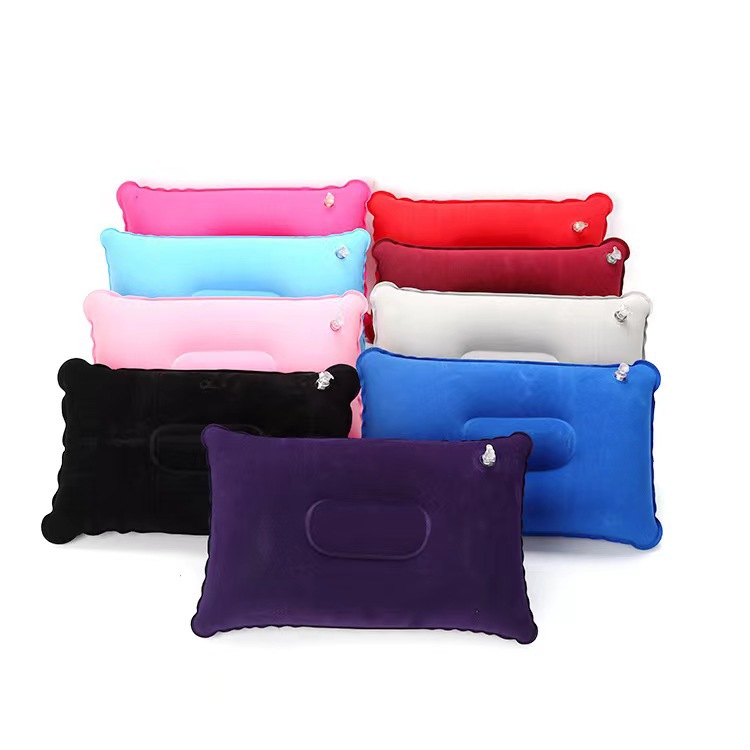 Cross-border Hot Selling Inflatable Pillow Travel Pillow Flocking Pillow Inflatable Pillow Lunch Break Sleeping Pillow Outdoor Camping Travel Square
