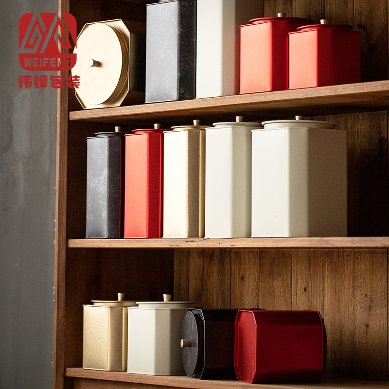 High-end tinplate tea can retro simple iron can black tea white tea packaging box new wrinkle oil packaging empty can