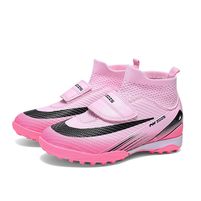 New Kids Student High Top Soccer Boots Boys and Girls TF Spike Competition Training Sneakers Artificial Grass Sneakers