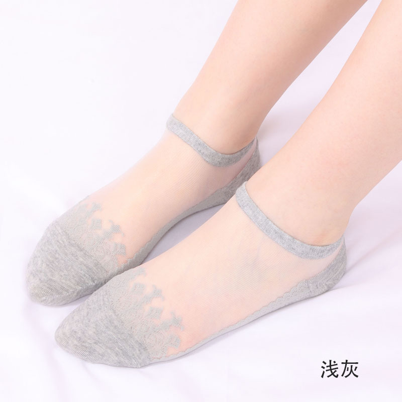 Picture of Jacquard Cool Transparent Crystal Glass Stockings Women's Short Socks Women's Summer Thin Invisible Socks Boat Socks Wholesale