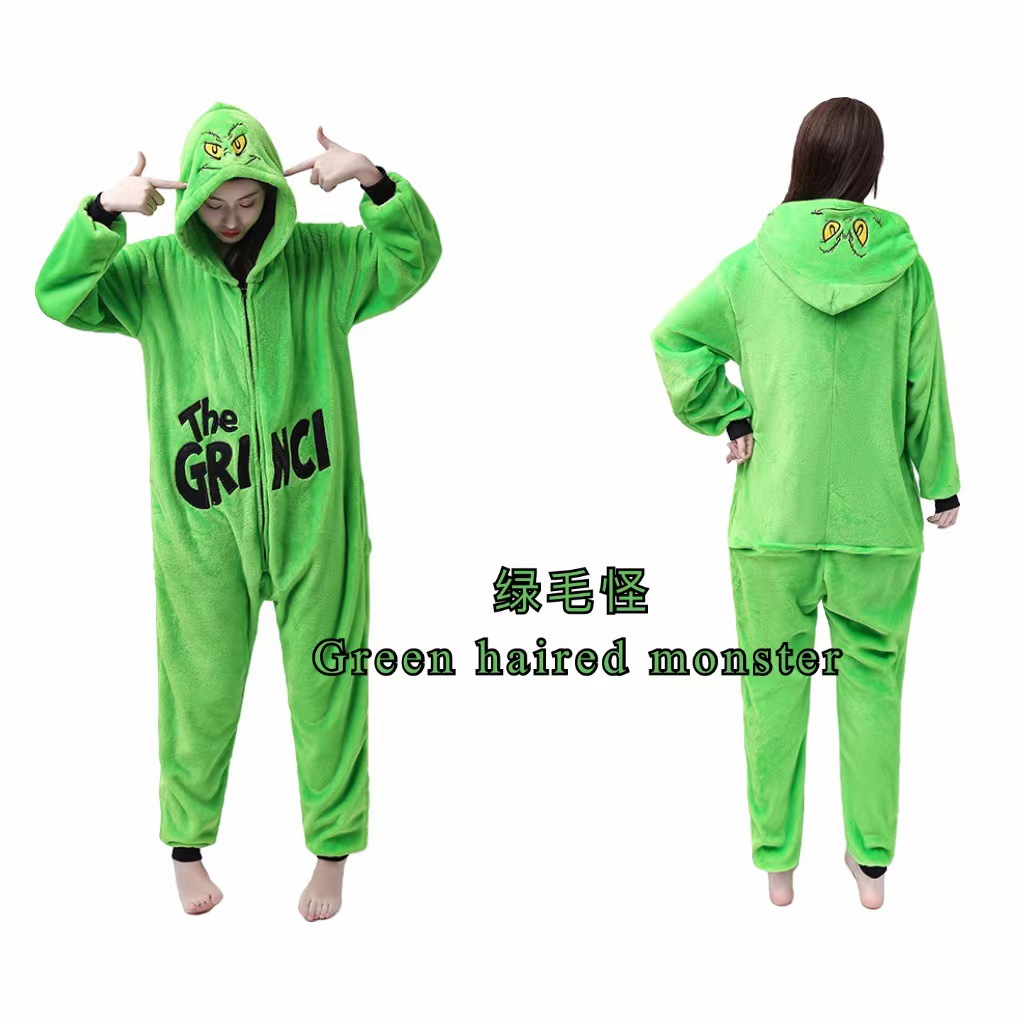 Autumn and winter Grinch new cartoon parenting pajamas flannel couples funny home clothes wholesale