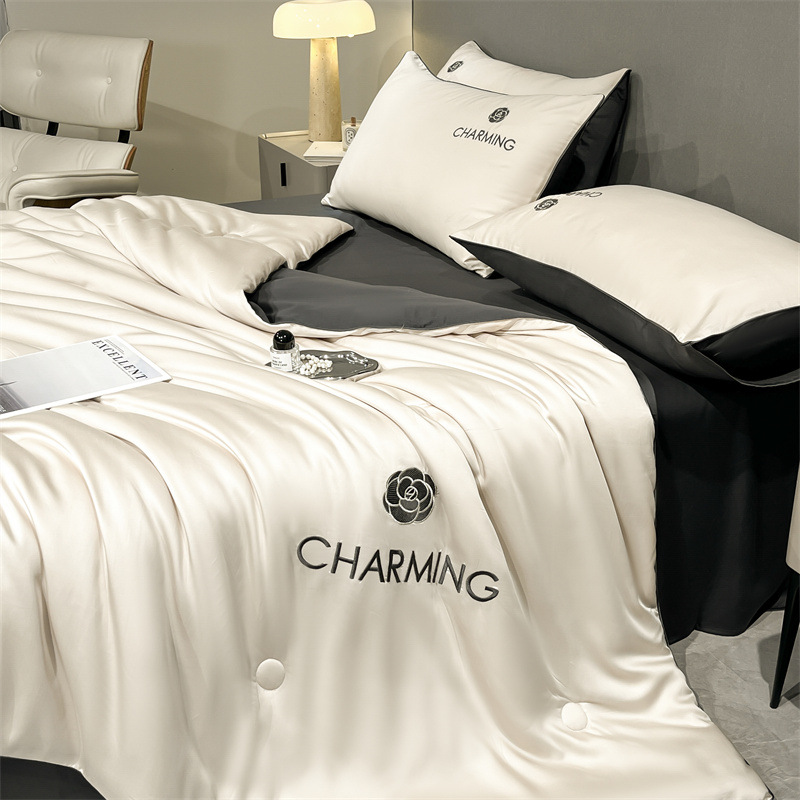Picture of Class A Washing Ice Silk Embroidery Summer Quilt Four-Piece Set Air-Conditioned Quilt Sleeps Naked Summer Cool Quilt
