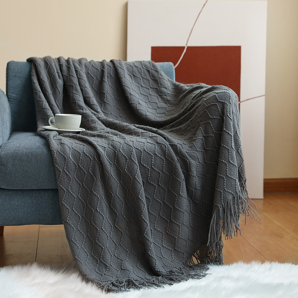 Picture of INS Sofa blanket Cover blanket Knitted Small blanket Diamond Nap blanket Air-conditioning blanket Bed Cover blanket Lunch Break blanket