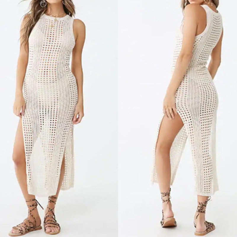 2024 Amazon cross-border foreign trade Europe and the United States knitted hollow beach blouse sunscreen holiday bikini casual blouse