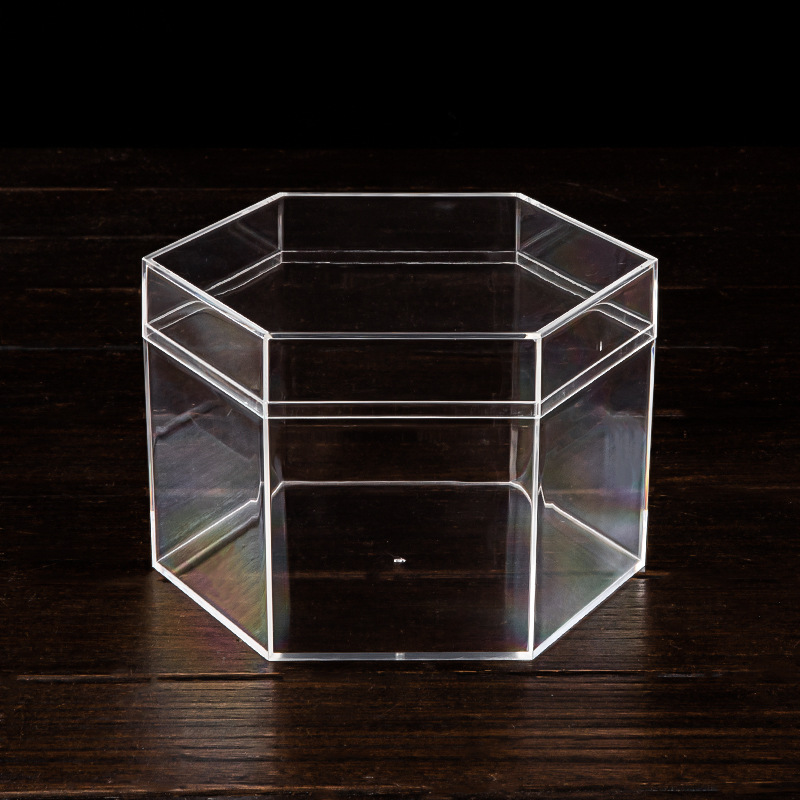 New Polygonal Transparent Plastic Box with Lid, High-End Holiday Gift, Wedding Candy Packaging, Companion Gift Box