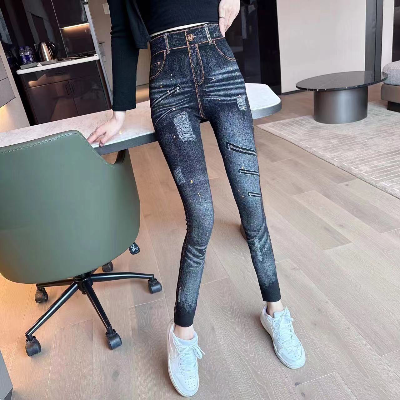 Picture of Spring and Autumn New Modal High Elastic Leggings High Waist Hip Breathable Ankle Pencil Pants Women's Outer Wear Fitness Pants