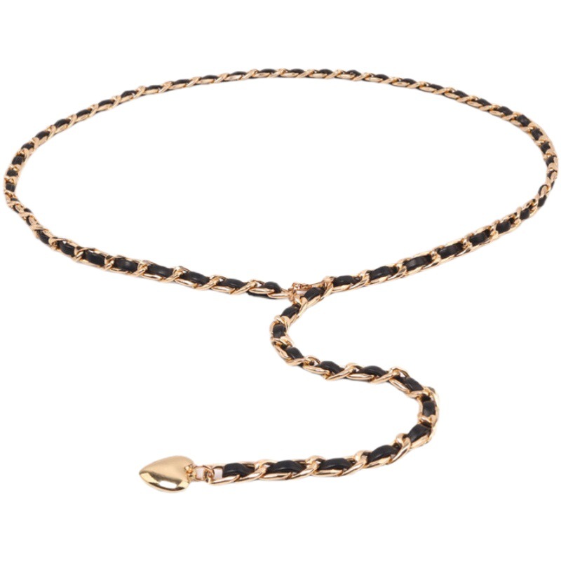 Love Round Beads Small Fragrant Style Metal Chain Belt Woven Waist Seal Ins Style Peach Heart Beauty Head Waist Chain for Women