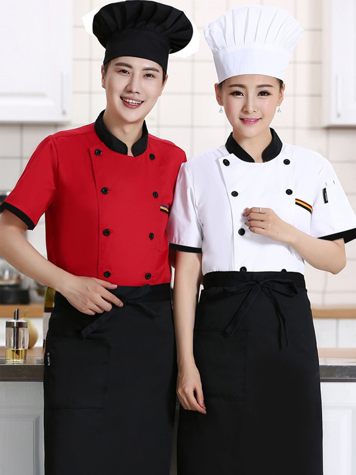 Picture of Restaurant Canteen Kitchen Clothing, Hotel Chef Work Clothes, Summer Clothing, Hotel Short-Sleeved Chef Clothes, Custom Made