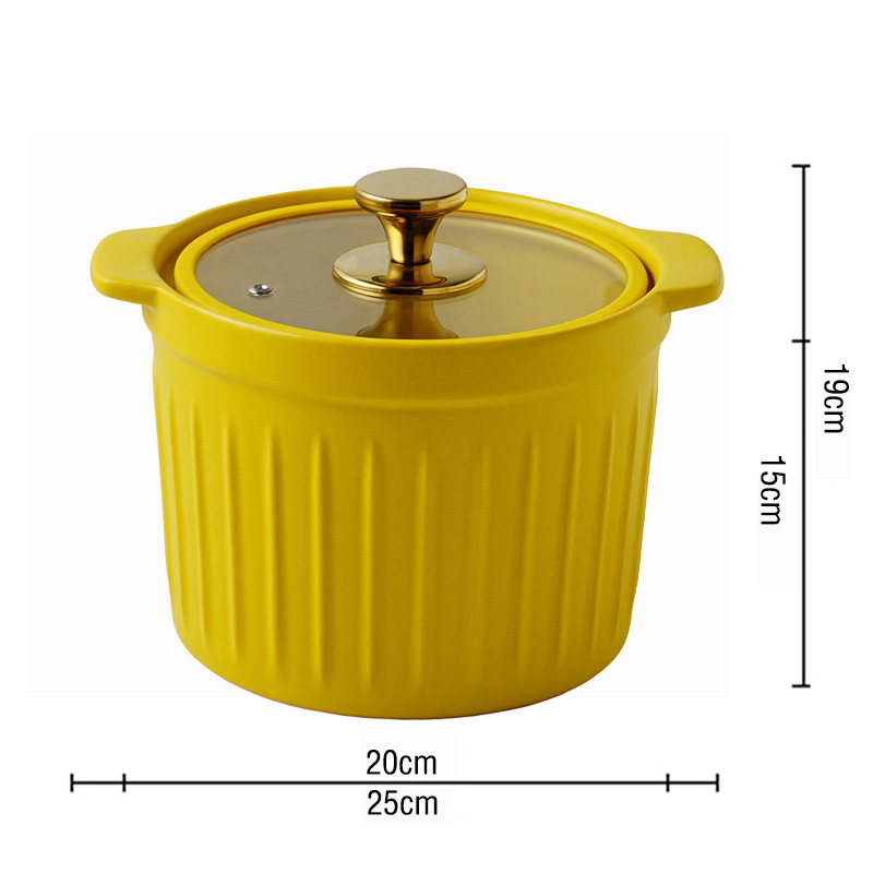 Picture of A generation of hair color glaze ceramic small casserole with glass lid light luxury simple high temperature resistant open flame home stew pot wholesale