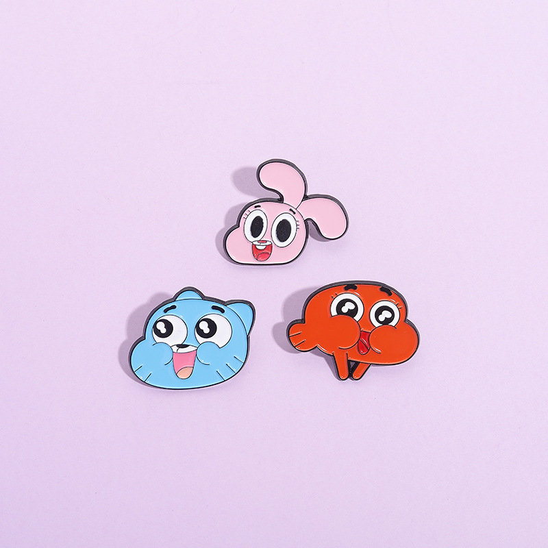 Cross-Border New Anime a World of Wonderful Things Brooch Foreign Trade Creative Cat and Rabbit Shaped Metal Badge Pin