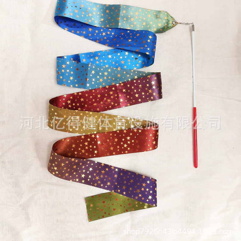 Picture of Performance Rhythmic Gymnastics Ribbon Props Kidsren's Dance Toys Ribbon Middle-Aged Square Dance Ribbon with Rod Ribbon