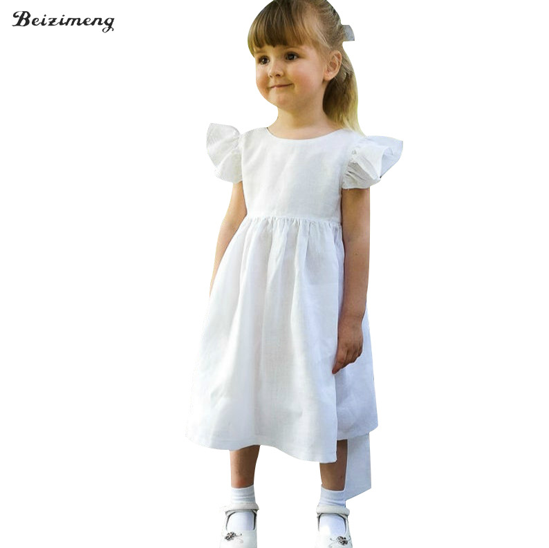 Picture of New Children's Dress Girls Dress Cotton and Linen Back Bow Princess Dress Children's Dress Cross Border