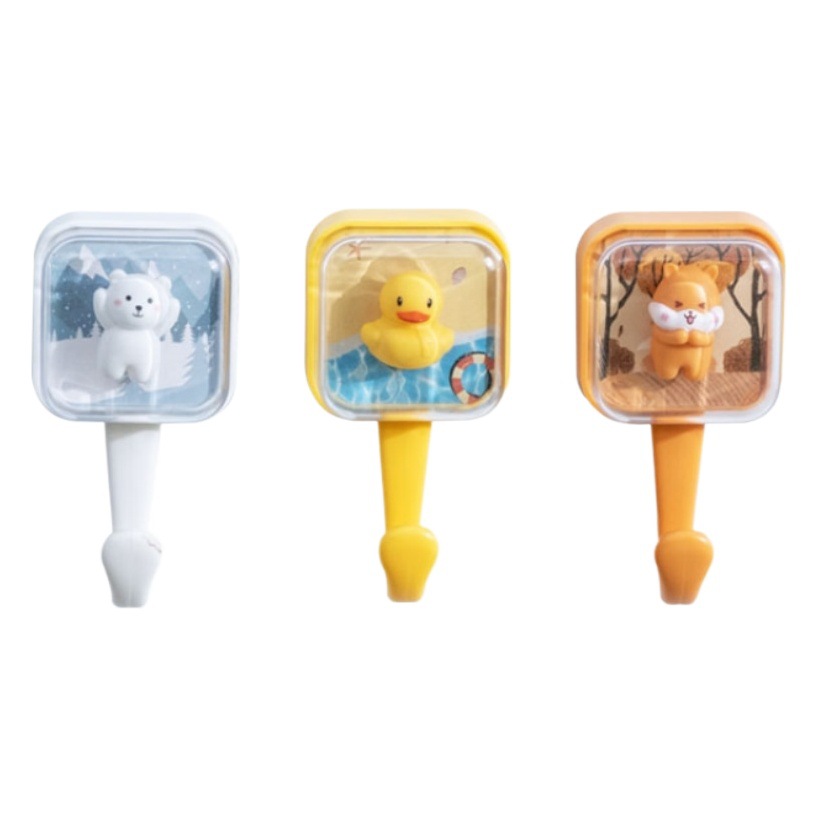 Cute Cartoon Hook Strong Adhesive Door Key Bag Creative Kitchen Seamless Sticker Bathroom Punch-free Wall Hanging