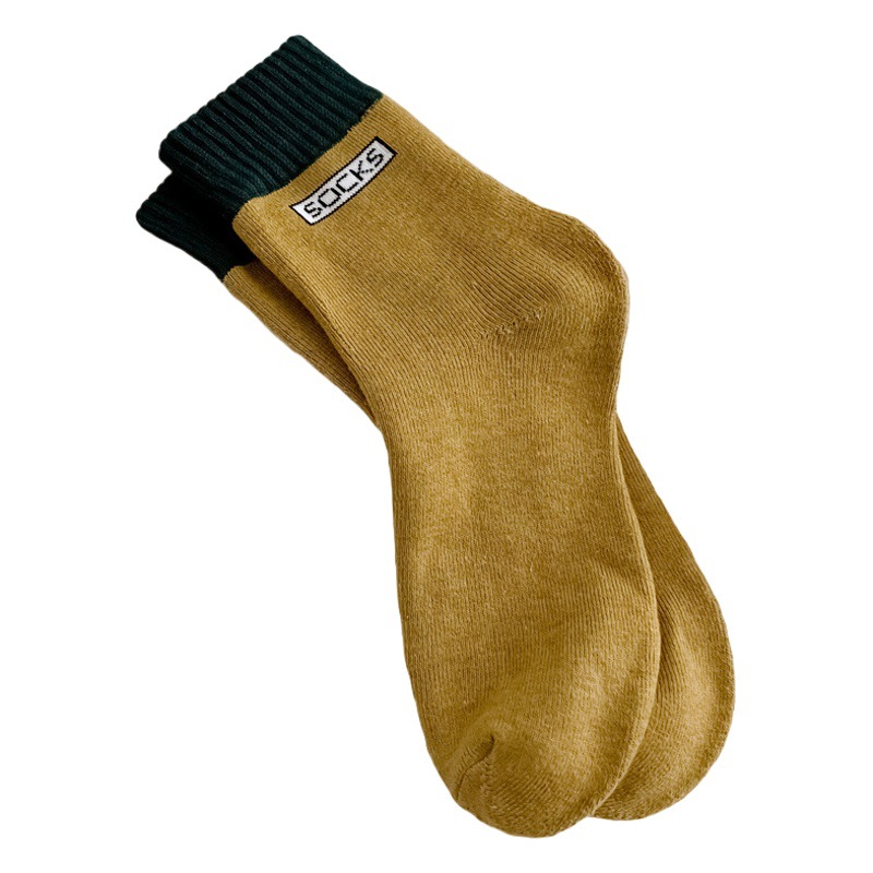 Winter Style Socks Letter Terry Mid-Calf Socks Japanese Style Odor-Resistant Sweat-Absorbent Ins Socks Wholesale Ins Style