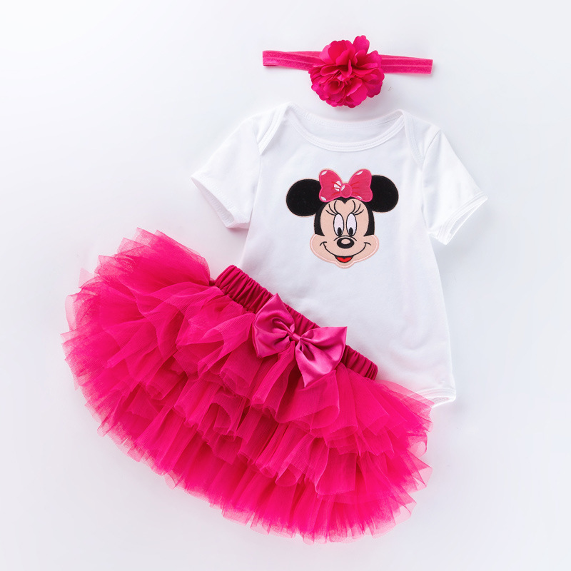 Picture of Cross-border Children's Wear Baby Birthday Dress Black and White Short-sleeved Climbing Dress Princess Dress suit Summer Baby One-year-old Party Dress