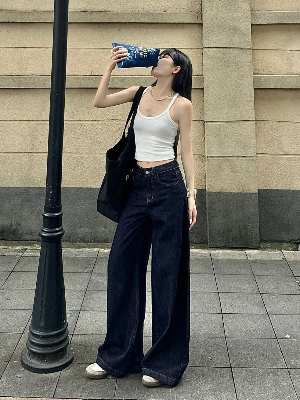 American High Street Washed Denim Wide Leg Pants for Women 2025 Spring and Autum High Waist Loose Straight Pants Floor Mopping Pants Trendy