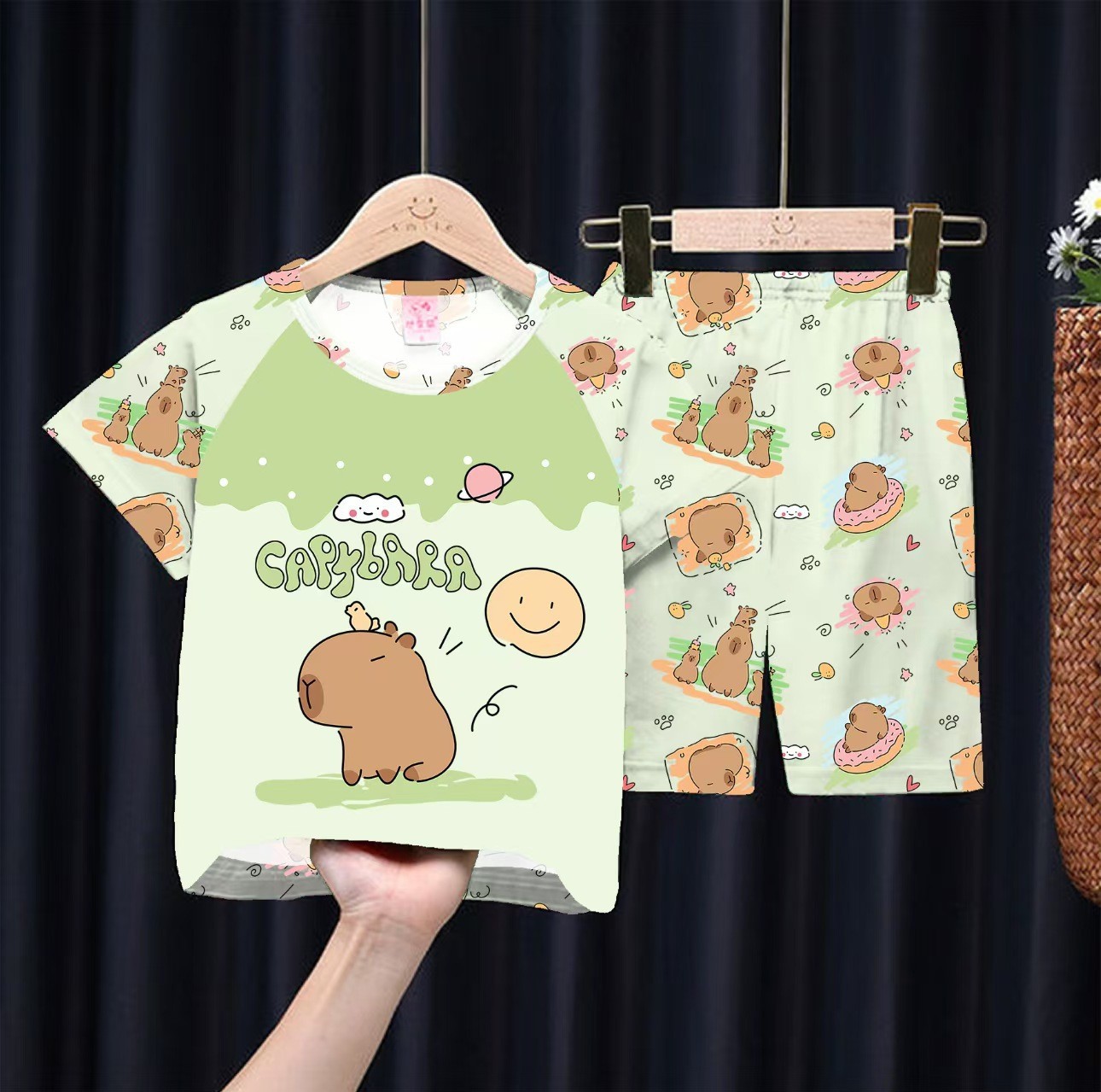 Picture of Wholesale Summer Children's Pajamas Cartoon Girls Short-Sleeved Shorts Thin Boys Casual Middle and Large Children's Suits Home Clothes